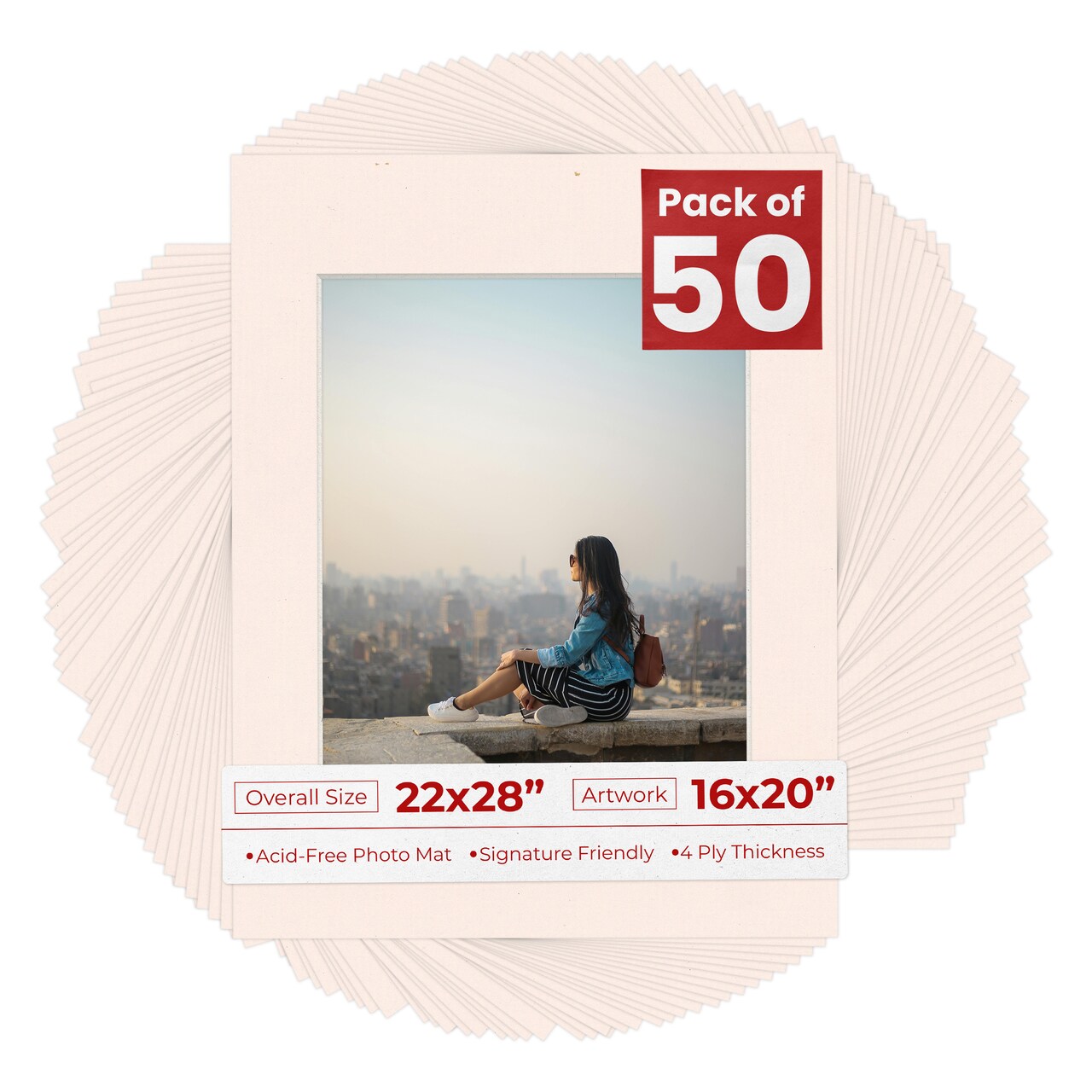 Oyster Bay Beige Mat Board for 22x28 Frames - Fits 16x20 Photos